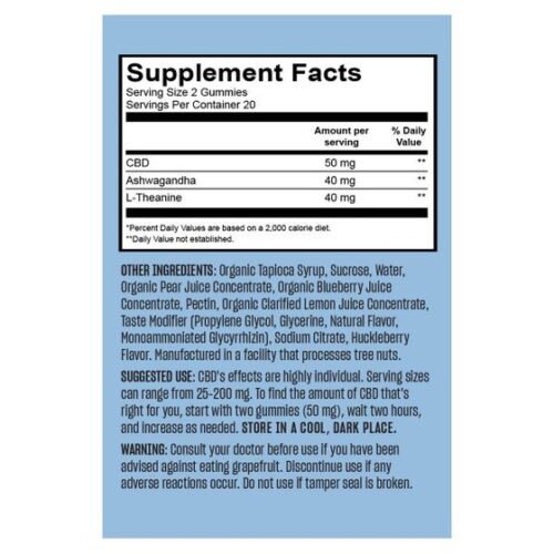 Ingredientes Gomitas Relajantes Calm + Aswagandha + L Teanina Lazarus Naturals