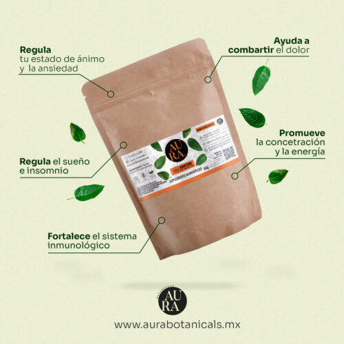 Té de Kratom Red Maeng Da 100g y 250g en Polvo Organico Y 100% Natural - AuraBotanicals Mx