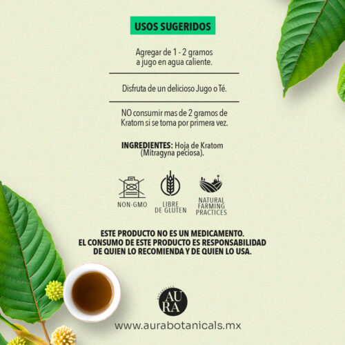 Sugerencia de Uso, Kratom GreenMaengDa - AuraBotanicals