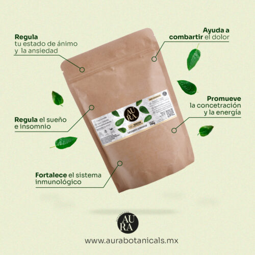 Té de Kratom White Maeng Da 100g y 250g en Polvo Organico Y 100% Natural - AuraBotanicals Mx